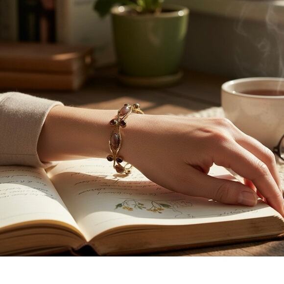 Unbranded Jewelry - Vintage Gold Tone Chain Bracelet Faux Amethyst Garnet Rhinestone Tennis 6.75”